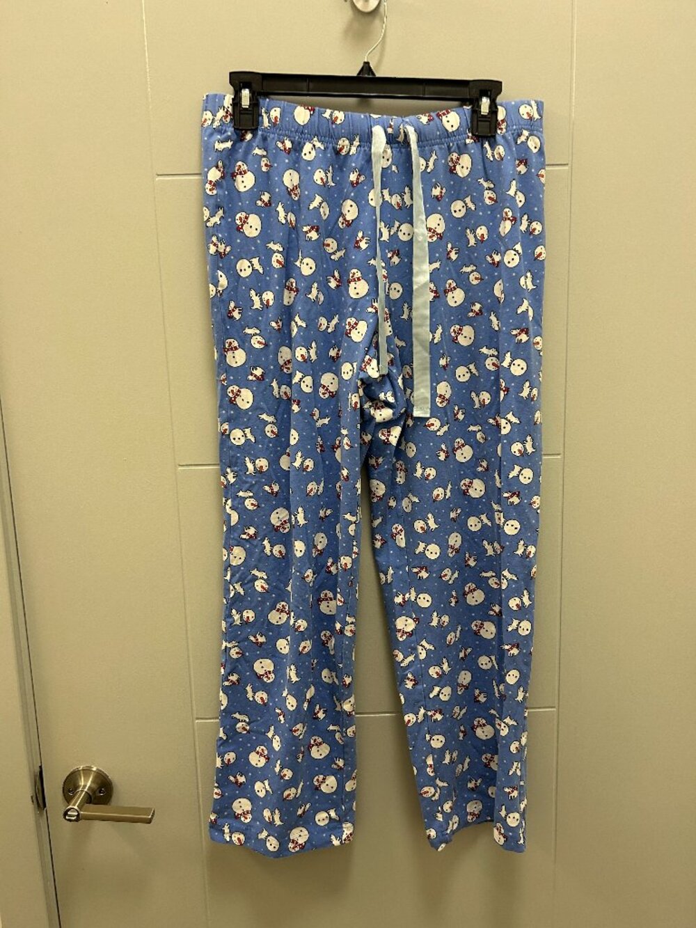 Lands’ End Women’s Small  Pajama Pants Snowman Christmas Blue Holiday Sleepwear